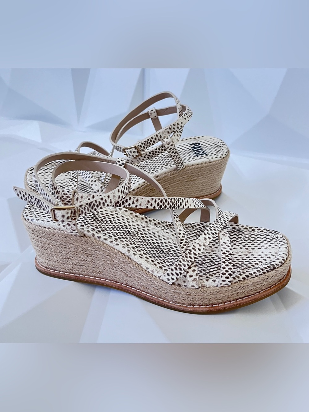 PAIGE Julian Wedge Natural Multi Leather Snake Printed 
Gladiator-Inspired Sz:7 - Picture 15 of 16